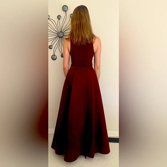 Two Piece Maroon Ball Gown - Picture 3 of 7